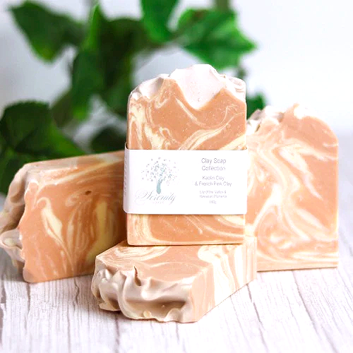 Clay Soap French Pink Clay with Kaolin Clay Swirl (150g)
